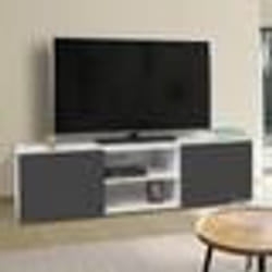 IDMARKET Meuble TV 113 cm ELI blanc portes gris anthracite