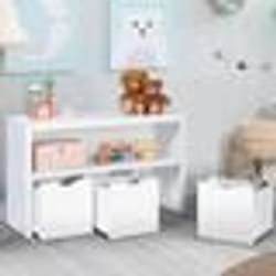 IDMARKET Meuble de rangement enfant MANA en bois blanc 3 tiroirs cubes sur roulettes