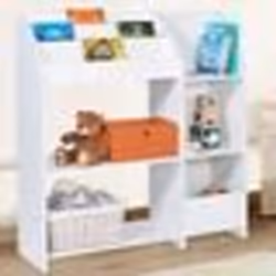 IDMARKET Meuble de rangement EMMA étagère jouets et bibliothèque enfant en bois blanc