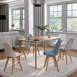 IDMARKET Lot de 6 chaises de salle à manger SARA scandinaves pastel rose blanc gris clair x2 bleu x2