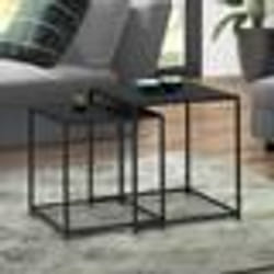 IDMARKET Lot de 2 tables basses gigognes DAVIS 40/45 en métal noir mat design industriel