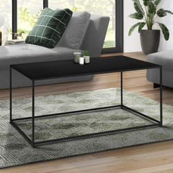 IDMARKET Table basse rectangulaire DAVIS 113 cm en métal noir mat design industriel