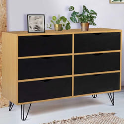 IDMARKET Commode 6 tiroirs vintage NOEMI 110 cm bois pied épingle