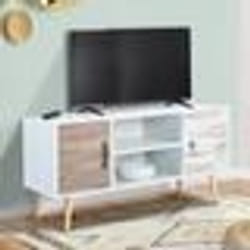 IDMARKET Meuble TV 113 cm scandinave BAHIA 2 portes