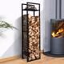 IDMARKET Range bûches vertical acier noir avec étagère H.170 CM pour cheminée
