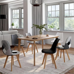 IDMARKET Lot de 6 chaises de salle à manger SARA scandinaves patchworks noirs gris et blancs