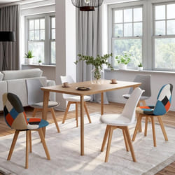 IDMARKET Lot de 6 chaises de salle à manger SARA scandinaves patchworks multi-couleurs