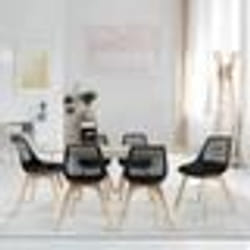 IDMARKET Lot de 6 chaises BONNIE noires pour salle à manger
