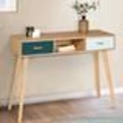 IDMARKET Console scandinave 2 tiroirs ALIZE bois et vert