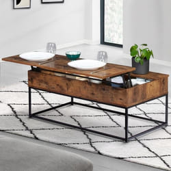 IDMARKET Table basse plateau relevable rectangulaire DAYTON effet vieilli design industriel