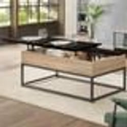 IDMARKET Table basse plateau relevable noir rectangulaire BOSTON design industriel