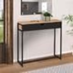IDMARKET Console 1 tiroir noir BOSTON design industriel