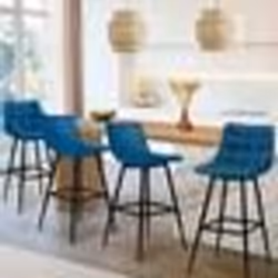 IDMARKET Lot de 4 tabourets de bar MADY en velours bleu