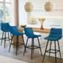 IDMARKET Lot de 4 tabourets de bar MADY en velours bleu