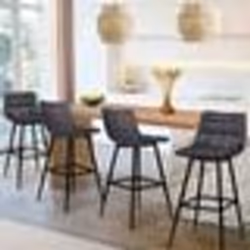 IDMARKET Lot de 4 tabourets de bar MADY en velours gris foncé