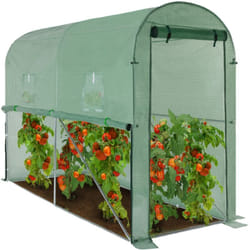 Idmarket - Serre à tomates relevable 3m² verte 2 fenêtres avec moustiquaire et porte zippée