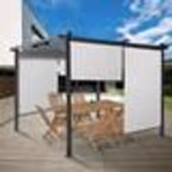 IDMARKET Lot de 2 stores enrouleurs L.124 x H. 225 CM pour pergola blanc