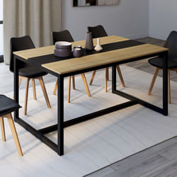 Table à manger rectangle fixe - IDMARKET - DOVER - Bois et noir - 8 personnes - 150 cm