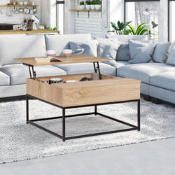 IDMARKET Table basse plateau relevable carrée DETROIT design industriel