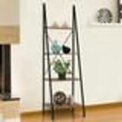 IDMARKET Etagère échelle 4 niveaux HAWKINS bois foncé design industriel 170 cm