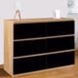 IDMARKET Commode 6 tiroirs TOMI 110 cm bois façon hêtre et noir