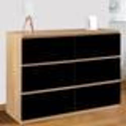 IDMARKET Commode 6 tiroirs TOMI 110 cm bois façon hêtre et noir