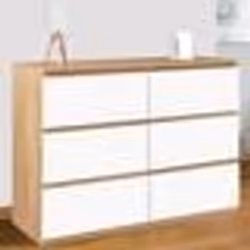IDMARKET Commode 6 tiroirs TOMI 110 cm bois façon hêtre et blanc
