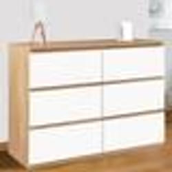 IDMARKET Commode 6 tiroirs TOMI 110 cm bois façon hêtre et blanc