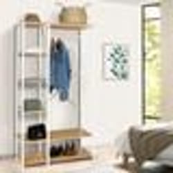 IDMARKET Dressing penderie étagères L. 90 cm DETROIT design industriel bois et métal blanc