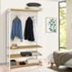 IDMARKET Dressing large L. 100 cm DETROIT design industriel bois et métal blanc