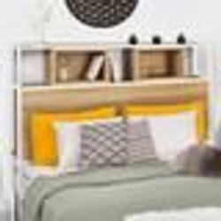 IDMARKET Tête de lit sur pied DETROIT 145 cm bois et métal blanc design industriel