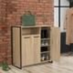 IDMARKET Armoire à chaussures 18 paires LUIS 3 portes avec niche design industriel