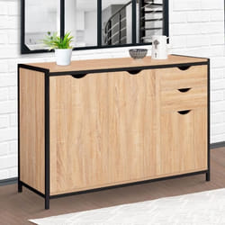 ID MARKET buffet DETROIT 3 portes et 2 tiroirs 110 cm Industriel bois