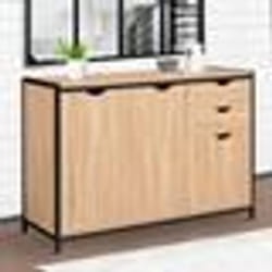 IDMARKET Buffet bas 110 cm DETROIT avec placards et tiroirs design industriel