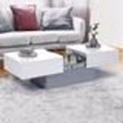 IDMARKET Table basse coulissante rectangulaire MARTA bois gris et plateau blanc