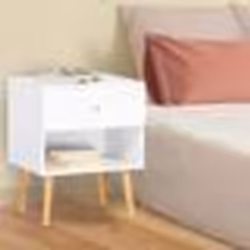 IDMARKET Lot de 2 tables de chevet EMMIE scandinaves 1 tiroir avec niche blanc