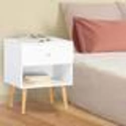 IDMARKET Lot de 2 tables de chevet EMMIE scandinaves 1 tiroir avec niche blanc