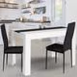 IDMARKET Table à manger rectangle ROZY 4 personnes blanche et noire 110 cm