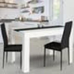 IDMARKET Table à manger rectangle ROZY 4 personnes blanche et noire 110 cm