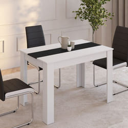 Table à manger rectangle fixe - IDMARKET - ROZY - Blanc et noir - 4 personnes - 110 cm