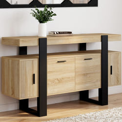 ID MARKET buffet PHOENIX 4 portes 140 cm Loft bosi et noir