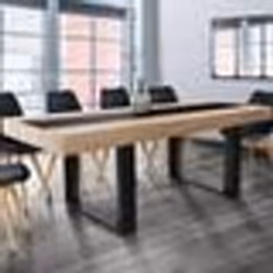 IDMARKET Table à manger rectangle PHOENIX 8 personnes bois et noir bande centrale noire 200 cm