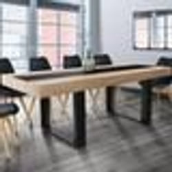 IDMARKET Table à manger rectangle PHOENIX 8 personnes bois et noir bande centrale noire 200 cm