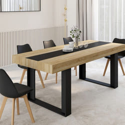 Table à manger rectangle fixe - IDMARKET - PHOENIX - Bois et noir - 8 personnes - 200 cm