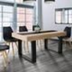 IDMARKET Table à manger rectangle PHOENIX 6 personnes bois et noir bande centrale noire 160 cm