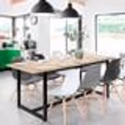 IDMARKET Table à manger extensible rectangle DETROIT 6-10 personnes design industriel 160-200 cm