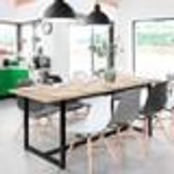IDMARKET Table à manger extensible rectangle DETROIT 6-10 personnes design industriel 160-200 cm
