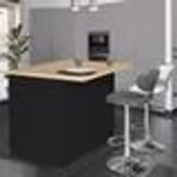 IDMARKET Ilot central IVO 120 cm bois noir avec plan de travail façon hêtre