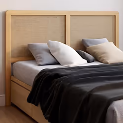 IDMARKET Tête de lit sur pied EDHEN 160 cm cannage et bois