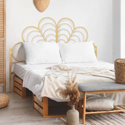 IDMARKET Tête de lit sur pied IVY 160 cm effet rotin en forme de fleur